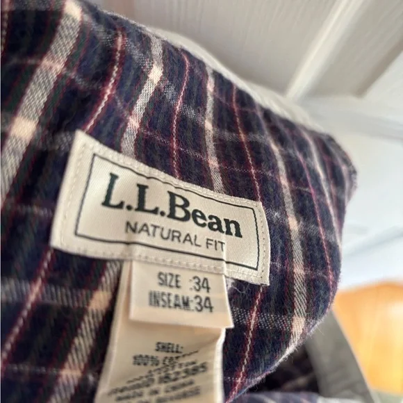 LL Bean - Men’s Flannel lined pant 34”x 34” Khaki - Picture 5 of 6